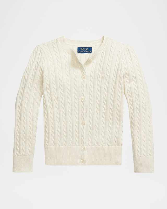 Girl's Metallic Mini-Cable Cardigan, Size 2-6X